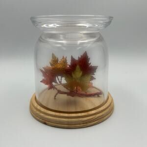 Bath & Body Works Orange Gold Maple Leaves Cloche Pedestal 3-Wick Candle Holder